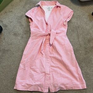 Vineyard Vines searsucker pink and white striped dress size 4
